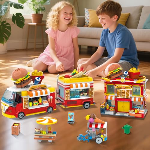 City Camion degli Hamburger - Set di Costruzioni 2 in 1 con Carrello dei Gelati e Ristorante, Tavoli e Sedie, Playset per Bambini, Ragazzi e Ragazze (826 Pezzi) - Lego - Immagine 2