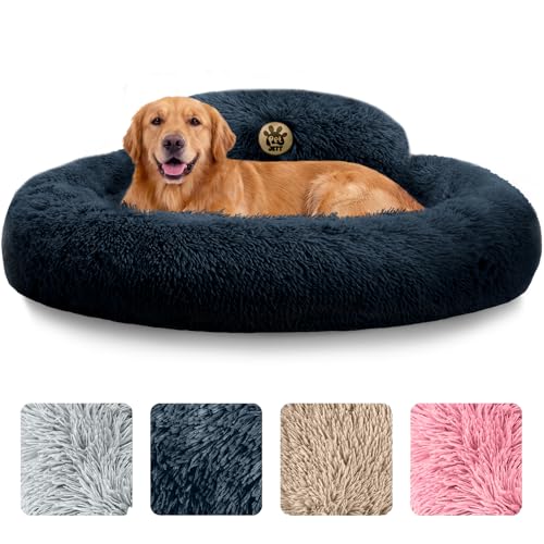 PetJett Calming Donut Dog Bed (Large 36", Dark Gray)