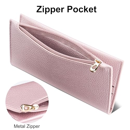 Image of Tipmile Slim Wallet for Women, RFID Blocking Credit Card Holder | Thin Compact Bifold Wallet with Zipper, Ladies Gift