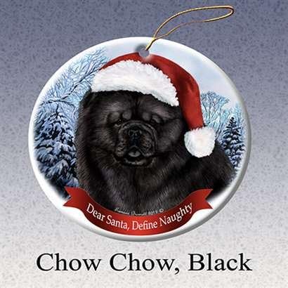 Holiday Pet Gifts Chow Chow Black Santa Hat Dog Porcelain Christmas Ornament