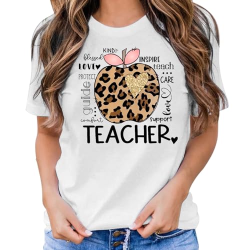 Teacher Life T Shirt for Womens Teach Love Inspire Tshirts Inspirational Teacher Short Sleeve Tees3