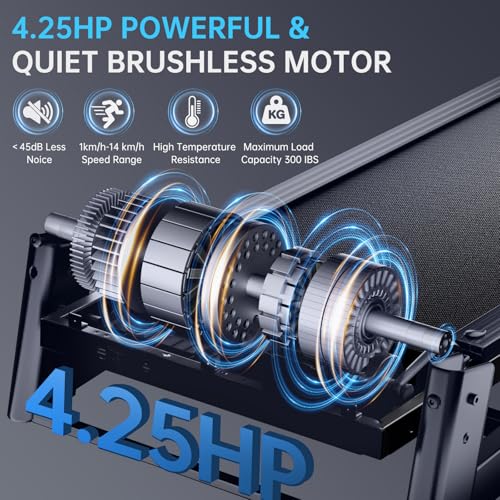 Laufhome Folding Treadmill Home, Motorized Jogging Running Machine, 3 Levels Manual Incline,Running Belt 110 * 40cm, Bluetooth & Multi-functional Display & Heart-rate Sensor, 95% Pre-assembled - Image 3