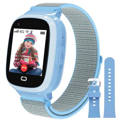 PTHTECHUS 4G Kids Smart Watch with SIM Card, Kids GPS Watch with Video Call Voice Chat WiFi/GPS/Call SOS Chat Bluetooth Camera Music Alarm Clock, Wrist Watch for 5-12 Girls Boys Cover