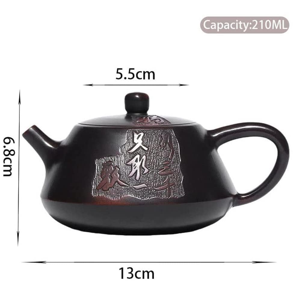 Ceramiczny zestaw do herbaty Kung Fu, 220 ml, tradycyjny fioletowy czajniczek, ręcznie rzeźbiony dzbanek do herbaty w kształcie kuli, do podróży, domu, na zewnątrz i do biura