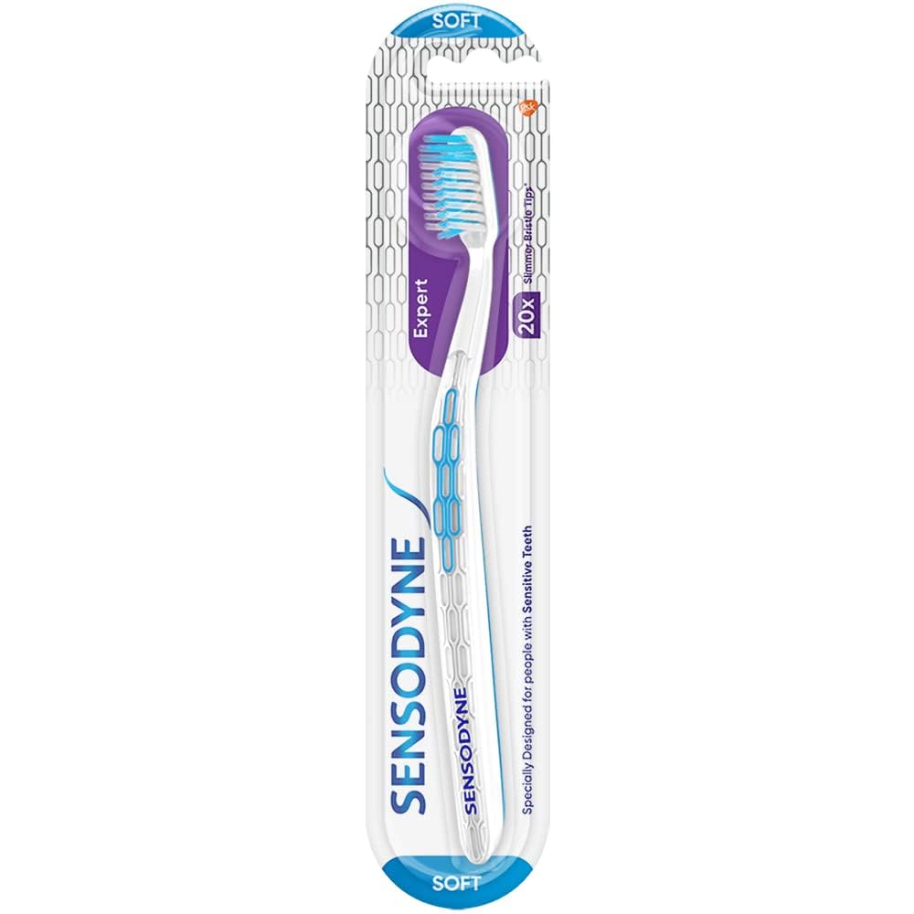 Sensodyneexpert toothbrush Soft with 20 x slimmer bristle tips & tongue cleaner | Pack of 1