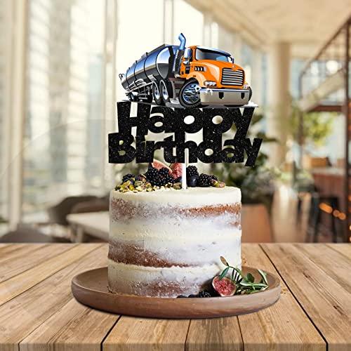 Glitter Cake Topper Cheer To Truck Car Transportation Vehicle Theme Decorationsbaby Shower Boy Girl Happy Birthday Party Decor Supplies #TOP4