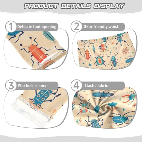 Girls Basic Leggings Baby Girls Pants Retro Insects Soft Footless Stretchy Tights Pants 4-10Y3