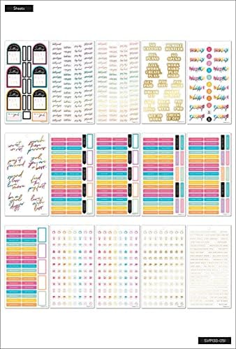 The Happy Planner Sticker Value Pack - Diary Planner & Office Accessories - Bright Budget Theme - Multi-Colour - Great for Budgeting & Saving - 30 Sheets with 1089 Total Stickers