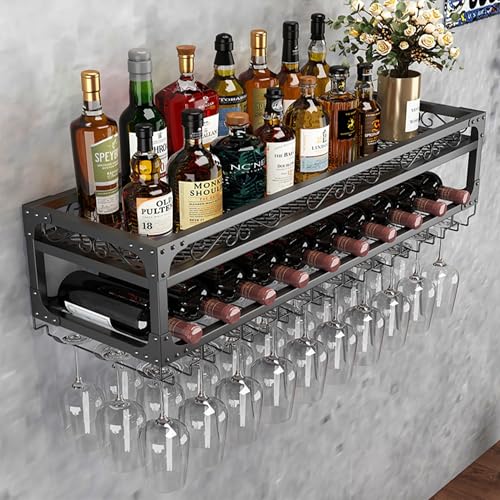 Rangement de plafond rustique haut de gamme pour verres et bouteilles