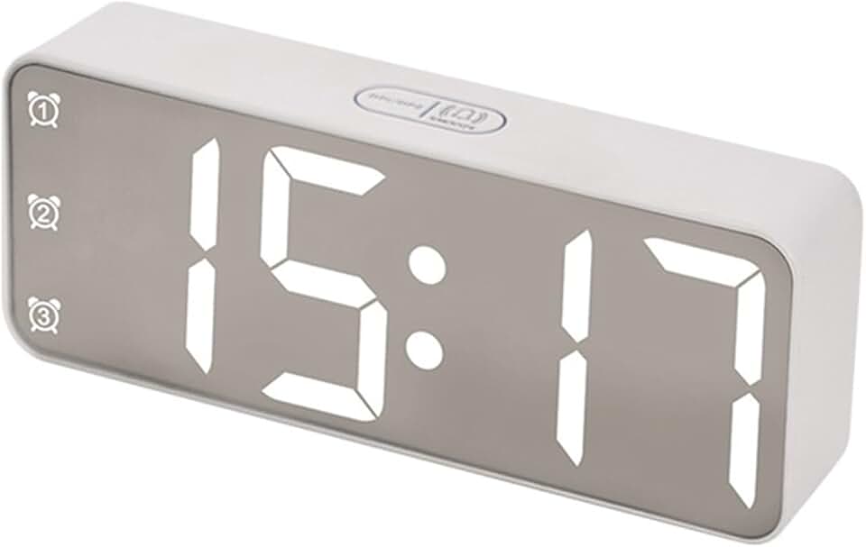 Despertador digital com visor grande com regulador de intensidade e alarme alto de 118 dB, brilho ajustável, formato de hora 12/24 horas para quarto, pessoas com sono pesado, preto (branco)