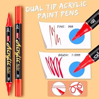 Acrylic Paint Pens Markers, 20 Colors Dual Tips Waterproof Paint Markers For Rock Painting, Fabric, Metal, Glass, Wood, Canvas, Ceramic, Plastic, Non-Toxic & Odor, Premium Art And DIY Craft Supplies