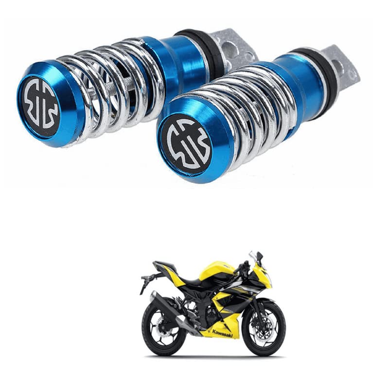 LOVMOTOLovmoto Universal Foot Pegs with Springs,CNC Stylish Heavy Duty Aluminium Spring Coil Bike Foot Pegs/Foot Rest peds Compatible With All Bikes (BLUE) Comfortable With Nin-ja 6