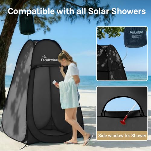 image for Wolfwise Pop Up Shower Tent for Camping Essentials, Portable Instant C