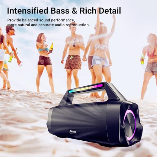 Portable Bluetooth Outdoor Speaker: 80W Loud Sound Wireless Durable Large Bocina with Lights Powerful Deep Bass Subwoofer TWS Stereo Sound Big Boombox Waterproof for Party Beach Camping Garage - Image 4