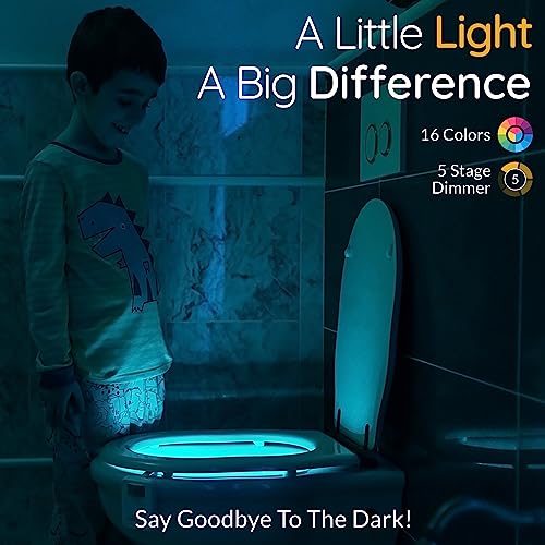 Mind-Glowing Toilet Light With Motion Sensor - Toilet Bowl Night Light For Kids - 16 Color Changing Led Lights, 5 Stage Dimmer - Kids Bathroom Accessories For Potty Training - Cool Kids Bathroom Decor #TOP4