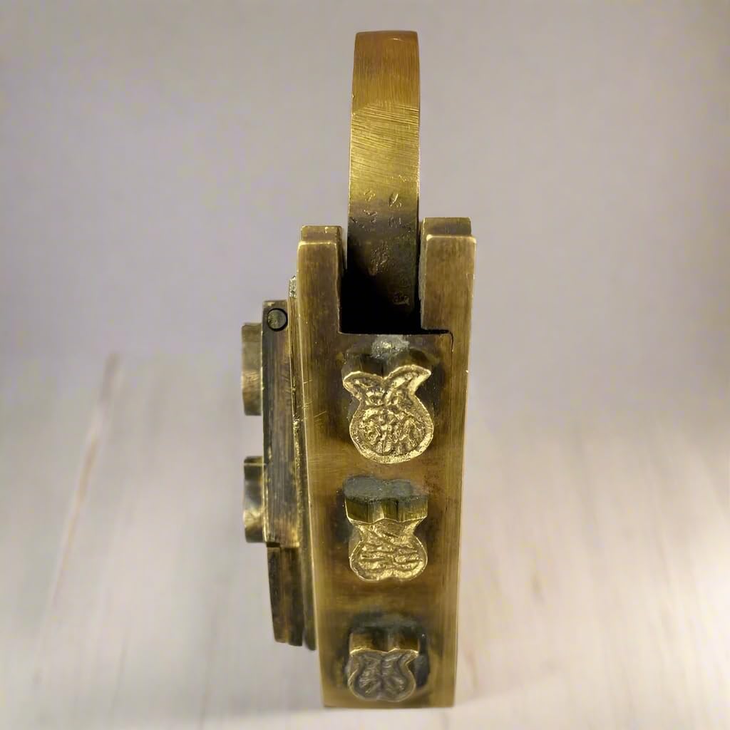 Medieval Dungeon Lock Solid Brass Triangle Padlock with Antique Finish (4.25" x 3.25")