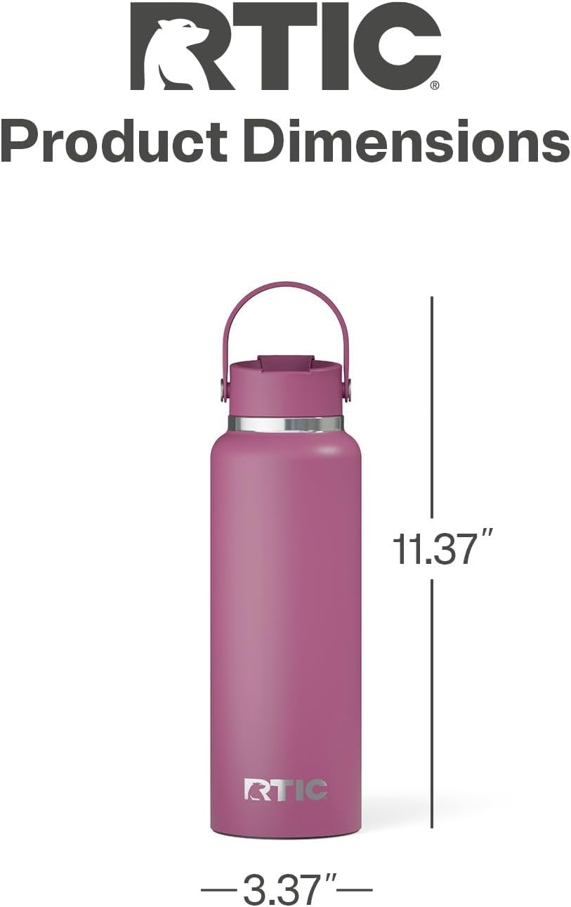 RTIC 40oz Outback Water Bottle, Ceramic Lined, Insulated, Stainless Steel, Double Wall Vacuum-Insulation, Leak-Proof Lid, BPA-Free Water Flask Hiking, Running, Sports, Outdoor, Orchid - Image 4