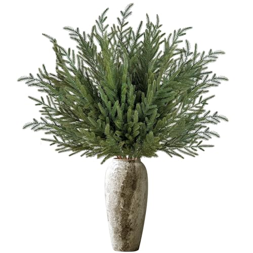 4Pcs 36" Real Touch Norfolk Pine Stems, Faux Christmas Greenery Long Stems