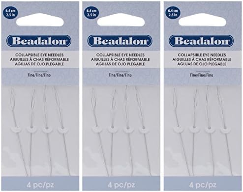 3-PACK - Beadalon Collapsible Eye Needles 2.5-Inch Fine 4/Pack