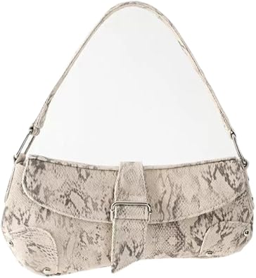 Womens worn-out leopard print armpit bag, unique asymmetric shoulder bag, retro animal print casual shoulder bag