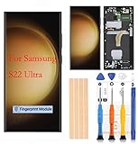 Amoled LCD Digitizer Screen Touch Assembly Replacement LCD Display for Samsung Galaxy S22ultra G908 G908A G908F G908P G908R4 T U V W 6.8inch by Qvouaw（Black with Frame）