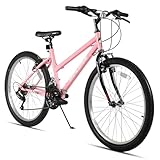 HILAND Bamcbase Womens Mountain Bike, 24 Inch 18 Speeds Hybrid Commuter Bicycle for Adults, Sport Hardtail Trail MTB Pink