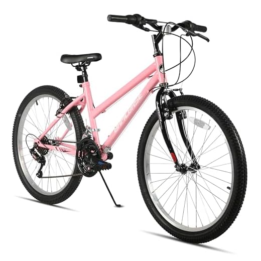 HILAND Bamcbase Womens Mountain Bike, 24 Inch 18 Speeds Hybrid Commuter Bicycle for Adults, Sport Hardtail Trail MTB Pink
