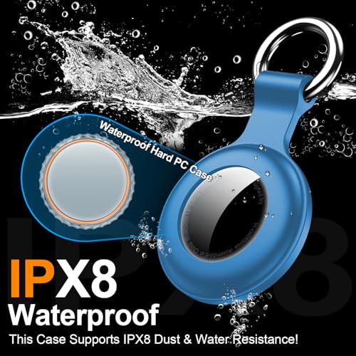 Image of 1|2|4Pack for Apple AirTag Holder,for Air Tag 2nd &1st Genaretion,Waterproof GPS Tracker Air Tag Keychain with Cover Anti-Scratch Silicone for Air-Tag Case for Pets,Kids,Bags,Luggages-Blue