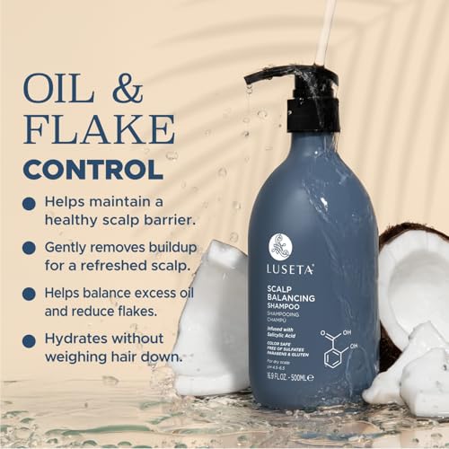 Image of Luseta Scalp-Balancing Shampoo for Women, Reducing Build-up with Salicylic Acid, Anti-Dandruff Shampoo for Men, Clarifying for Refreshing, pH-Balanced, 33.8 Fl Oz