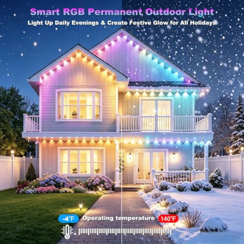Permanent Outdoor Lights, 50ft 25 LED Smart Eave Lights with 120° Wide Beam by LYtanyinya - Used condition - Image 6
