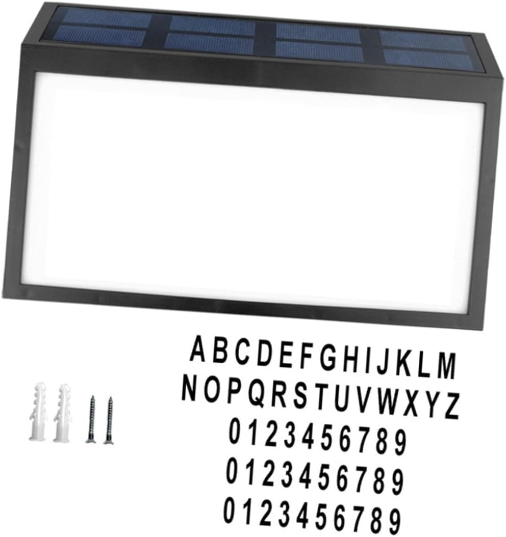 Solar Powered House Number Sign with Letters Numbers Abs Address Lamp White Light for Outdoor Home Garden and Street Use Energy Saving and Easy Alignment