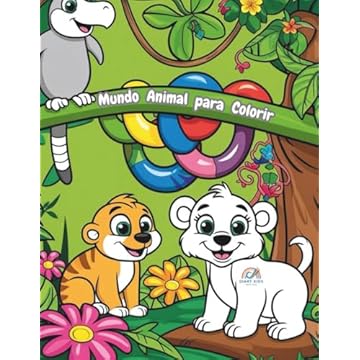 Capa do livro Mundo Animal para Colorir: 26 Aventuras em Preto e Branco (Portuguese Edition)