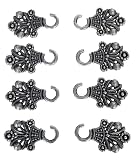 4 Paar (8 Teile) große altsilber farbene Metall Miederhaken Dirndl Mieder Größe 42mmx25mm made in Germany