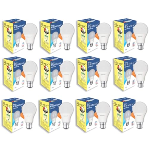Image of REMEN B22 7W LED Bulb For Home & Office | High Efficiency & 2 Star | BIS Certified | 105 Lumens Per Watts | Cool Day Light (6500K) - Pack of 12