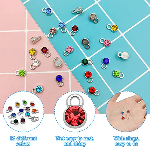 72 Pcs Crystal Birthstone Pendants With 100Pcs Open Jump Rings Handmade Diy Beads Pendant Round Crystal Birthstones Dangle Pendant For Jewelry Necklace Bracelet Earring Making Supplies(12 Colors) #TOP2