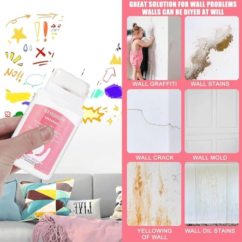 Hpbaggy Wand Reparatur Rollbürste mit Wandreparaturpaste,Wandfarbe ausbessern weiß 100g,Wandfarbe Kleiner Roller,Fleckenentferner wand,für Graffiti Kratzer Flecken Risse und Beschädigte Wände