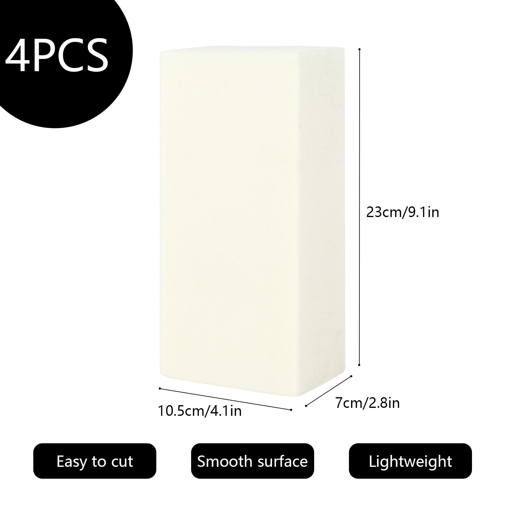 Nideen 4 Pack Dry Flower Foam (9.0" L x 4.13" W x 2.75" H) White Floral Foam Block for Artificial Flower Arrangement DIY Projects - Image 2