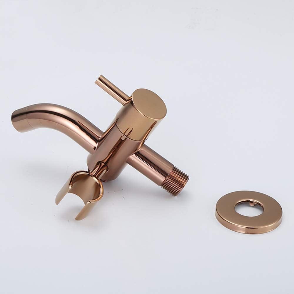 Rose Gold Bidet Sprayer with Cold Water Brass Bathroom Shower Bidet Tap Wall Mounted 2 Functions Portable Cloth Diaper Washer Shower Sprayer Set for Pet Bath, Personal Hy