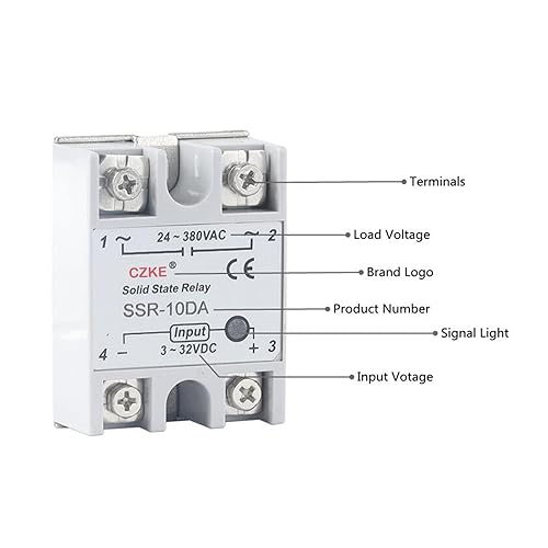 Miniatura 2 de Solid State Relay SSR 10DA 25DA 40DA DC Control AC White Shell Single Phase Without Plastic Cover 3-32V Input DC 24-380V (Size  SSR-40DA)