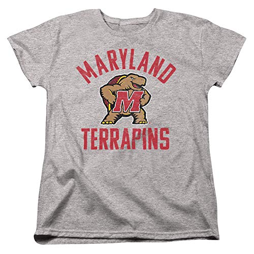 University of Maryland Official UMD Terrapin Logo Women's T Shirt,Athletic Heather, Medium