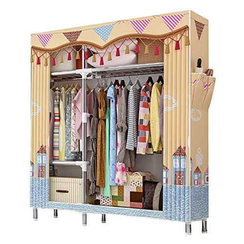 Armoire portable en toile 172cm penderie pliable de rangement vêtements pour chambre