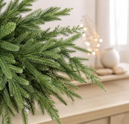 12 Bundles Artificial Pine Branches, Faux Christmas Cedar Greenery Stems DROPS TO - image 9