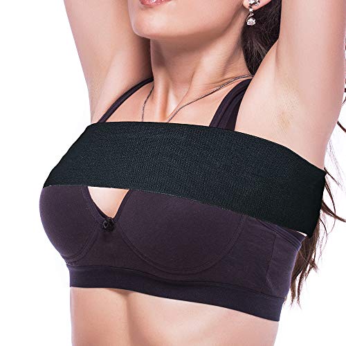 High-Impact Breast Support Band,No-Bounce,Post Surgery Bra Strap,Adjustable Extra Sports Bra,Stabilizer Band Black