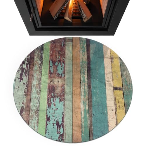 Placa para chimenea resistente a chispas y arañazos de cristal circular 4