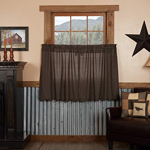 VHC-Brands-Kettle-Grove-Plaid-L36xW36-Tier-Scalloped-Set-of-2-Black VHC Brands Kettle Grove Plaid L36xW36 Tier Scalloped Set of 2 Black
