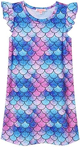 Girls Princess Nightgowns Mermaid Pajamas Flutter Sleeve Night Dresses 6t 7t