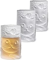 Vista 1 de Tazas de té para gatos (juego de 3) – Mini vasos de vidrio de 3.4 fl oz para agua, jugo, té, expreso, whisky y otras bebidas – Regalo único