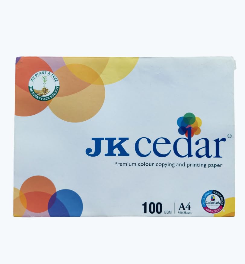 Image of JK Cedar A4 Paper, 100 GSM, 500 Sheets, Premium Printing and Copying Paper