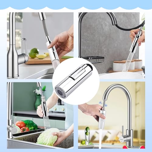 Miniatura 6 de G 1 2 Recambio Cabezal Grifo Cocina Alcachofa Grifo Cocina Extraible, Repuesto Aireador Grifo Cocina Universal Para Baño Inodoro, 2 Tipos Ducha Y Modo Chorro Para Los Grifos Standard De Cocina
