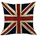 CANSEGO Fundas de cojín de la bandera del Reino Unido, diseño de bandera británica, con rayas rojas, vintage, Inglaterra, cuadrada, de algodón, para mujeres, niños y niñas, cama de 45.7 x 45.7 cm